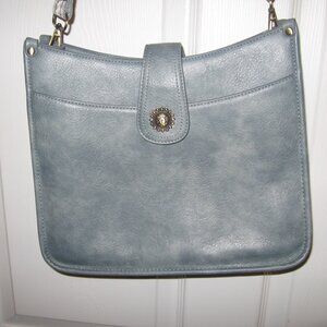 Forever Young Blue Leather Shoulder Bag Purse 12 x 10 x 4 New No Tags